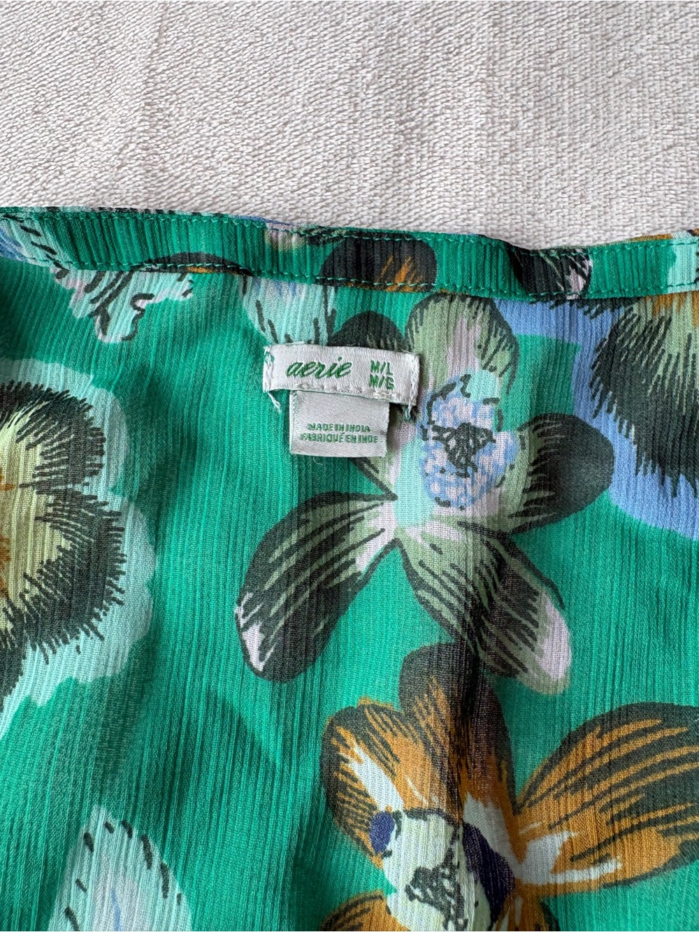 M/L Aerie Chiffon Cover Up Beach Coastal Floral Botanical Pool Summer Tassel - Picture 5 of 8
